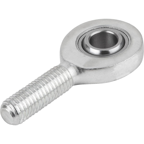 Rod End, Steel, Zinc Plated, M8 Thrd Sz, 22 mm Thrd Lg, 54 mm Overall Lg